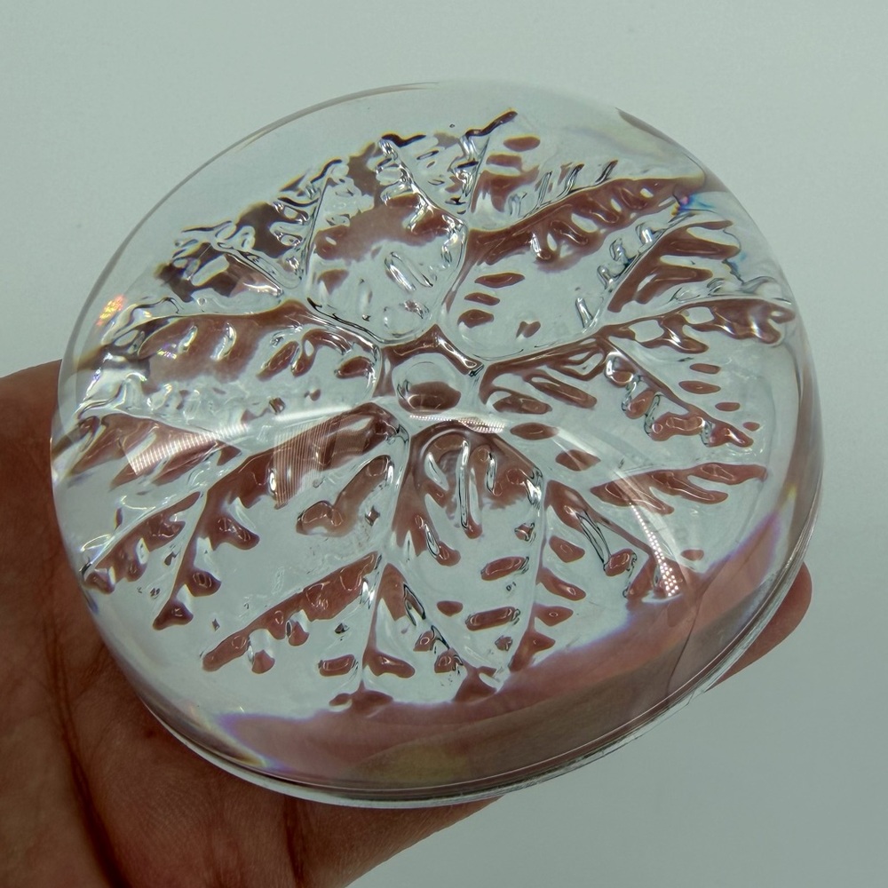 Leaded Crystal Domed Snowflake Paperweight, Clear Crystal